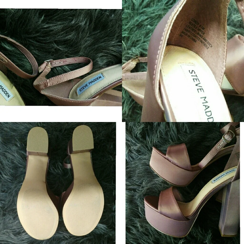 Steve Madden | Gonzo Satin Ankle Strap Block Heels - Picture 7 of 8